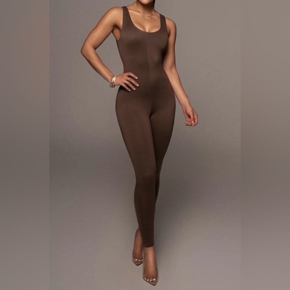 JLUXLABEL Pants - NWT • JLUXLABEL• CHOCOLATE ALO DOUBLE LAYER JUMPSUIT • SMALL • BROWN • SOFT!